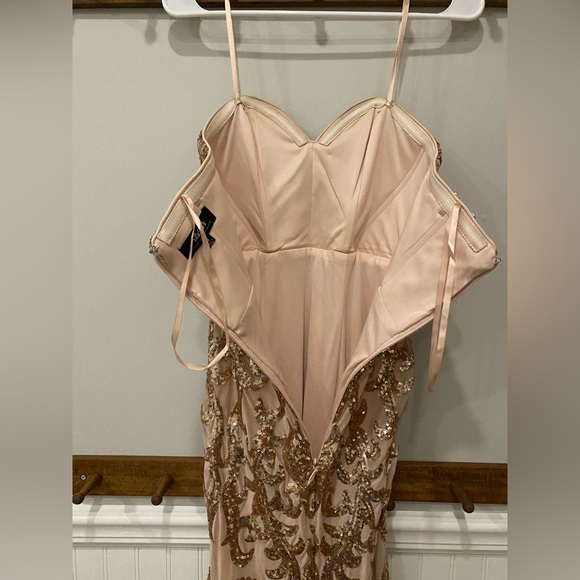 Rebecca Rose Gold Strapless Sequin Maxi Dress - Picture 9 of 10